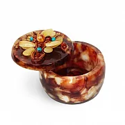 Янтарная шкатулка для колец диаметром 60 мм — фотография 2
