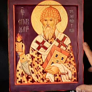 Икона деревянная св. Спиридон Тримифунтский — фотография 1