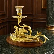 Подсвечник «Лебедь» из латуни — фотография 1