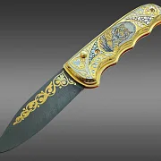 Дамасский складной нож «Полосатый хищник» — фотография 11