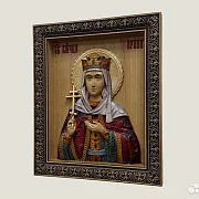 Икона резная из дерева Святая Ирина — фотография 3