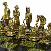 Бронзовые шахматы с доской из змеевика — фотография 2
