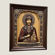 Святой Князь Дмитрий Донской резная икона — фотография 2