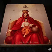 Икона Богоматери "Державная" дерево, ручная работа — фотография 3