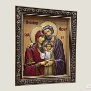 Святое Семейство икона из дерева,30 на 25 см — фотография 2